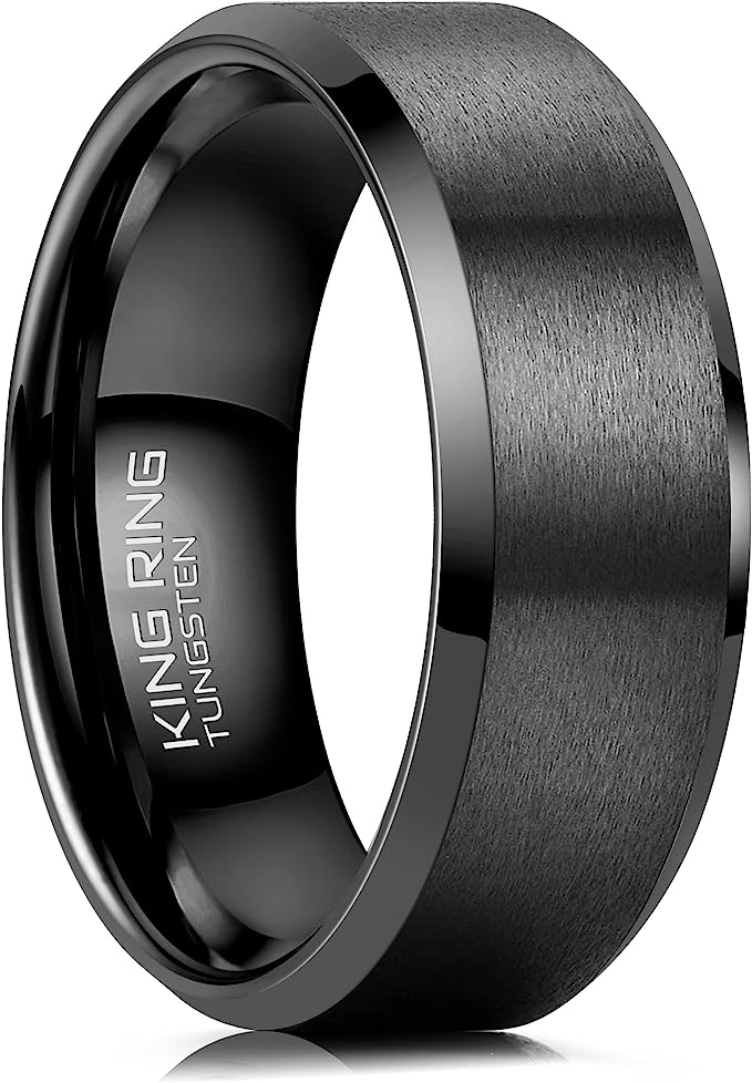 One: Genuine Carbide Tungsten Color:  BLACK 8mm RING Comfort Fit Wedding Band