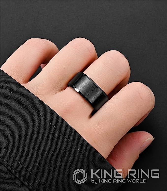 Genuine Carbide Tungsten Color:  BLACK 10mm RING Comfort Fit Wedding Band