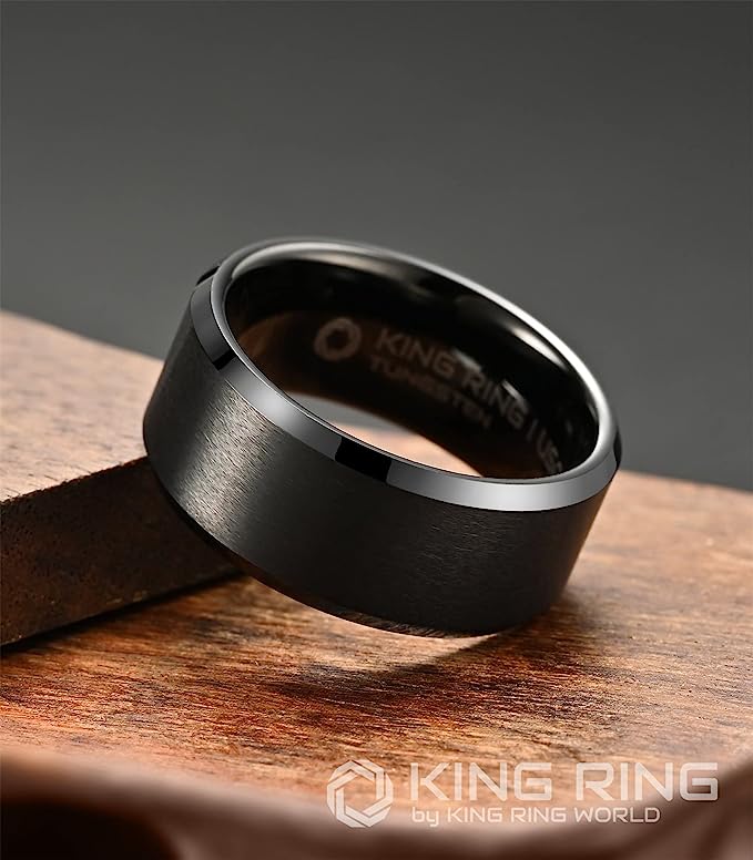 Genuine Carbide Tungsten Color:  BLACK 10mm RING Comfort Fit Wedding Band