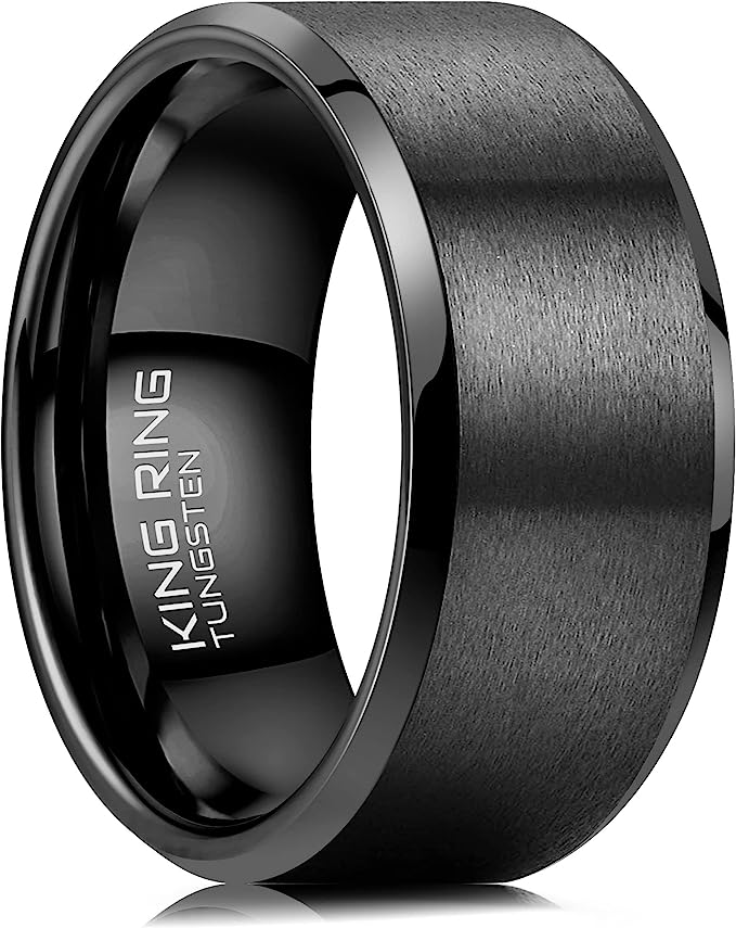 Genuine Carbide Tungsten Color:  BLACK 10mm RING Comfort Fit Wedding Band