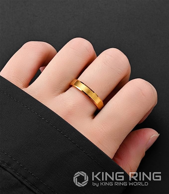 Genuine Carbide Tungsten Color: GOLD 4mm RING Comfort Fit Wedding Band