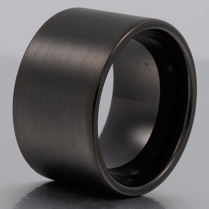 Genuine Carbide Tungsten Color: BLACK Gorgeous Stunning 14mm RING Polished Shiny Comfort Fit Wedding Band Size Size 6-15