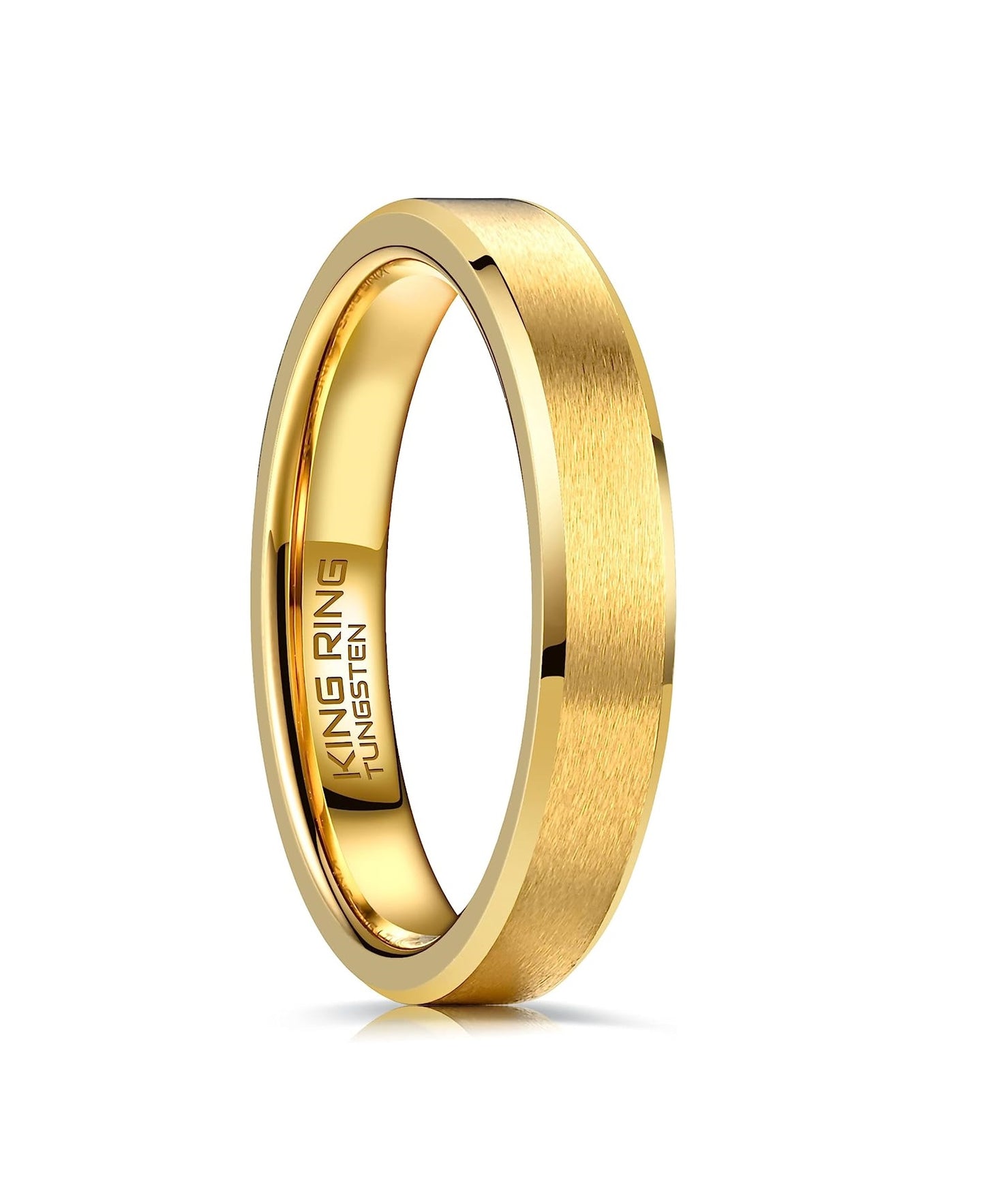 Genuine Carbide Tungsten Color: GOLD 4mm RING Comfort Fit Wedding Band