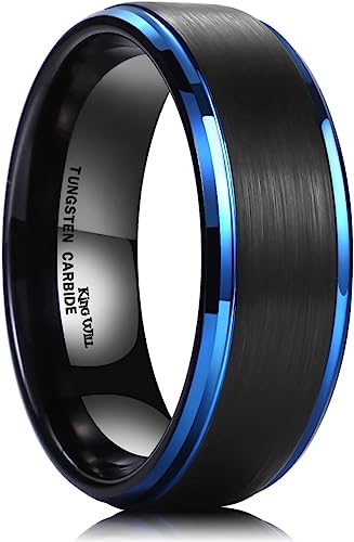 Genuine Carbide Tungsten Color: BLACK Brushed 8mm RING Polished Shiny Comfort Fit Wedding Band Size 6-15