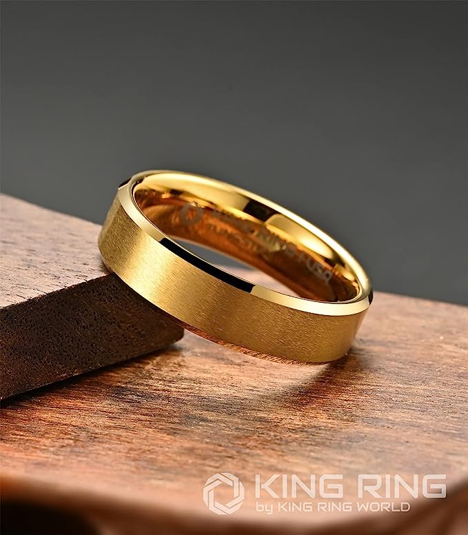 Genuine Carbide Tungsten Color: GOLD 6mm RING Comfort Fit Wedding Band