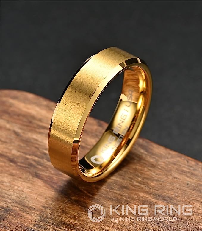 Genuine Carbide Tungsten Color: GOLD 6mm RING Comfort Fit Wedding Band