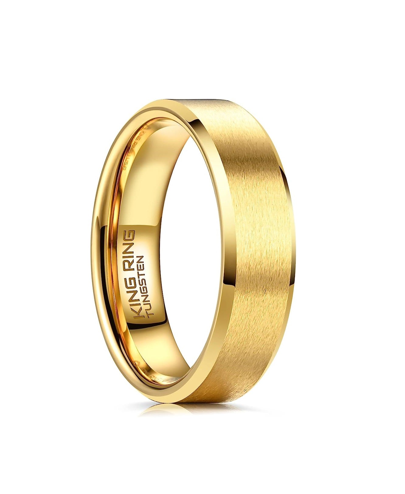 Genuine Carbide Tungsten Color: GOLD 6mm RING Comfort Fit Wedding Band