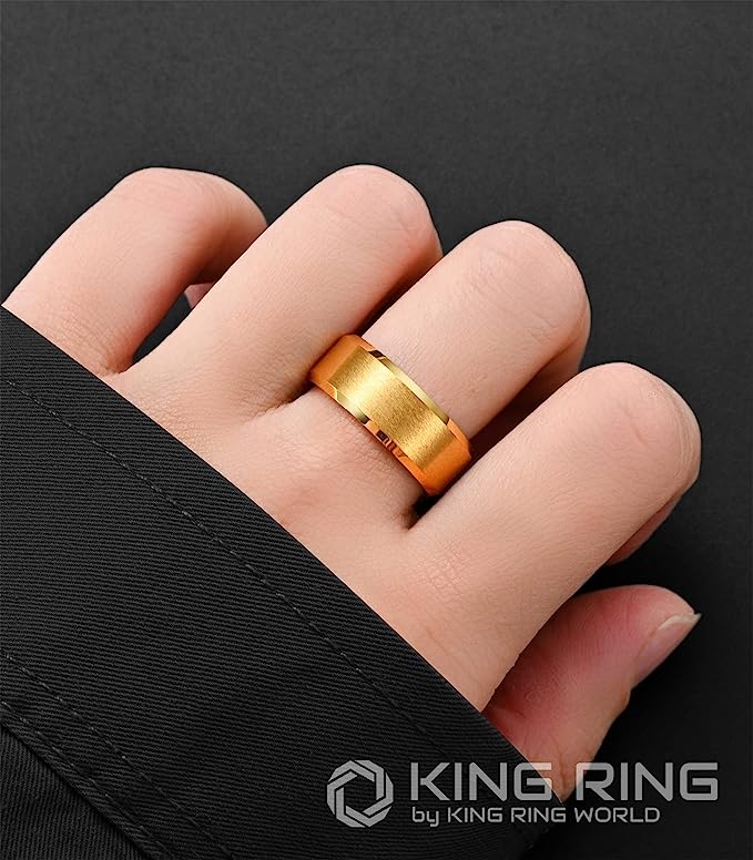 Genuine Carbide Tungsten Color: GOLD 8mm RING Comfort Fit Wedding Band