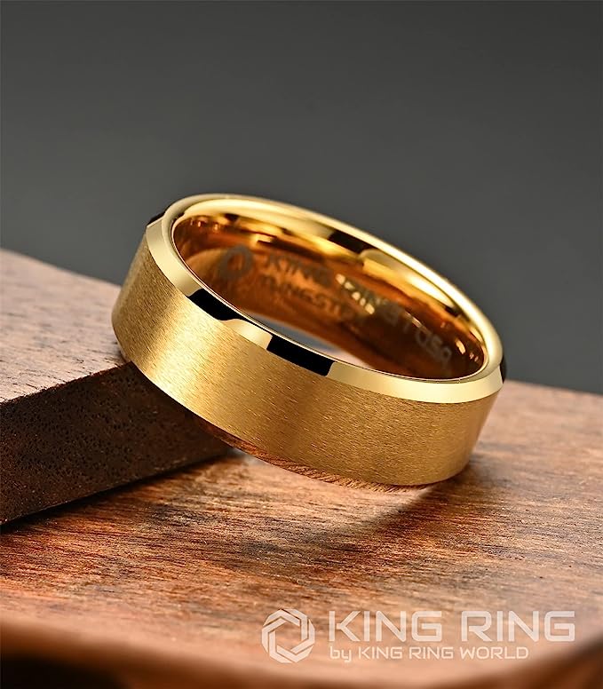 Genuine Carbide Tungsten Color: GOLD 8mm RING Comfort Fit Wedding Band