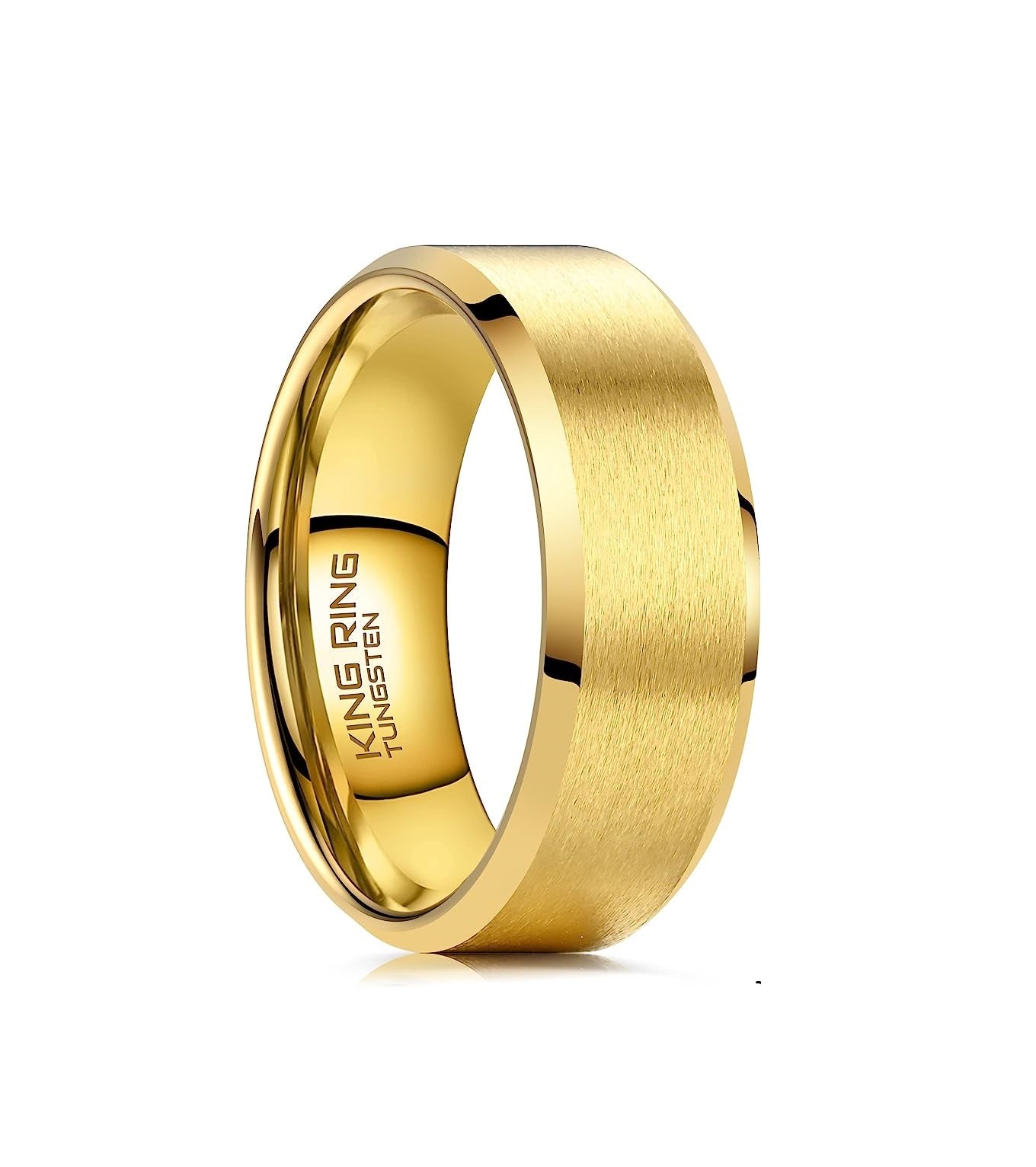 Genuine Carbide Tungsten Color: GOLD 8mm RING Comfort Fit Wedding Band