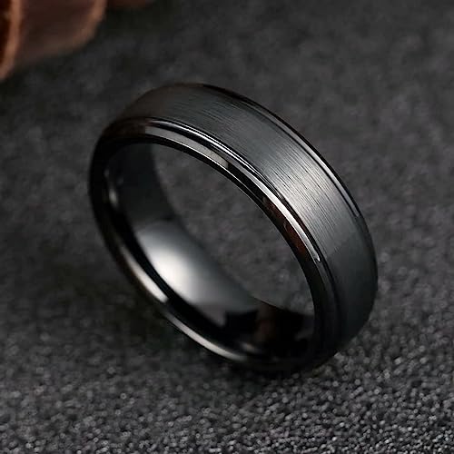 Genuine Carbide Tungsten Color: BLACK Brushed 6mm RING Polished Shiny Comfort Fit Wedding Band Size 6-15