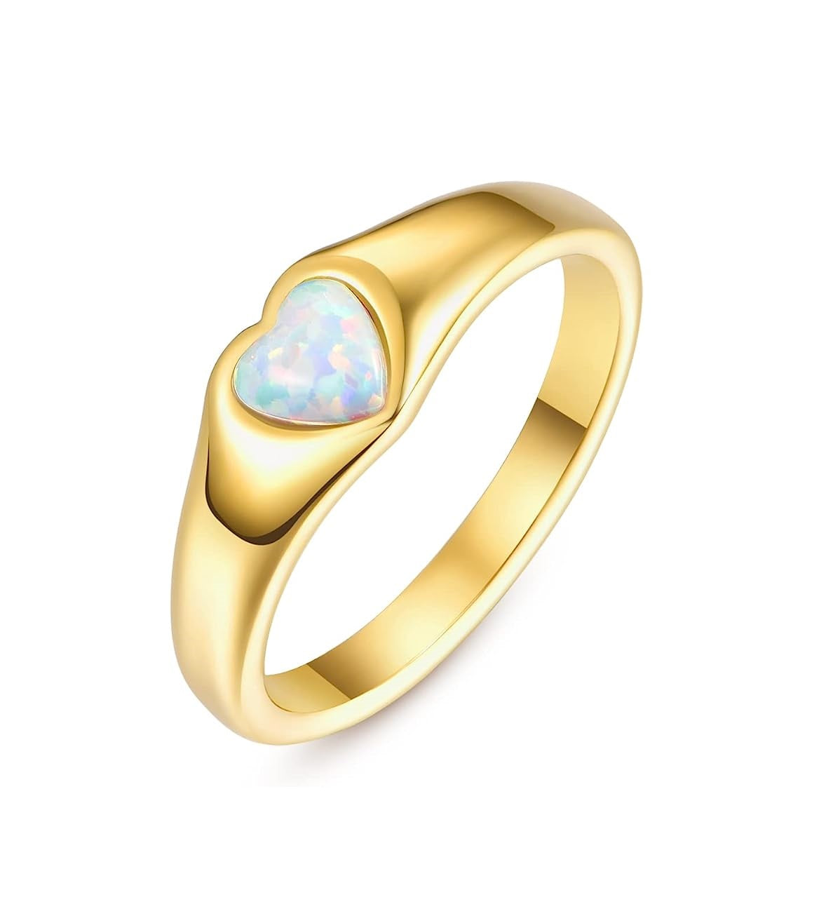 One: Dainty 14K Gold Plated Ring, featuring heart shaped opal, Beautiful