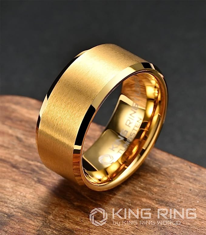 Genuine Carbide Tungsten Color: GOLD 10mm RING Comfort Fit Wedding Band