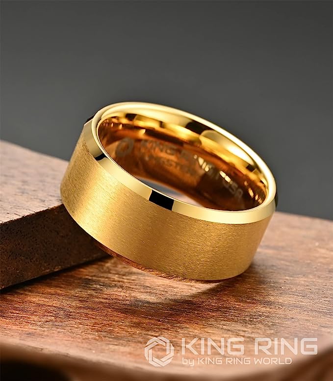 Genuine Carbide Tungsten Color: GOLD 10mm RING Comfort Fit Wedding Band