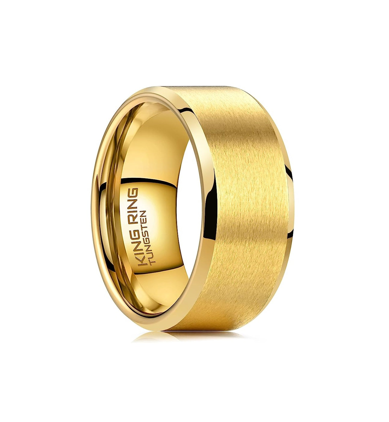 Genuine Carbide Tungsten Color: GOLD 10mm RING Comfort Fit Wedding Band