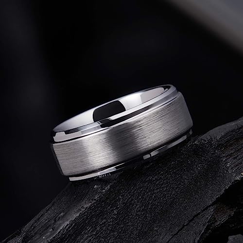 Copy of Genuine Carbide Tungsten Color: SILVER Brushed 9mm RING Polished Shiny Comfort Fit Wedding Band Size 6-15