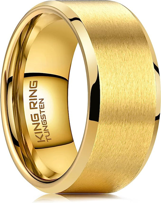 Genuine Carbide Tungsten Color: GOLD 10mm RING Comfort Fit Wedding Band