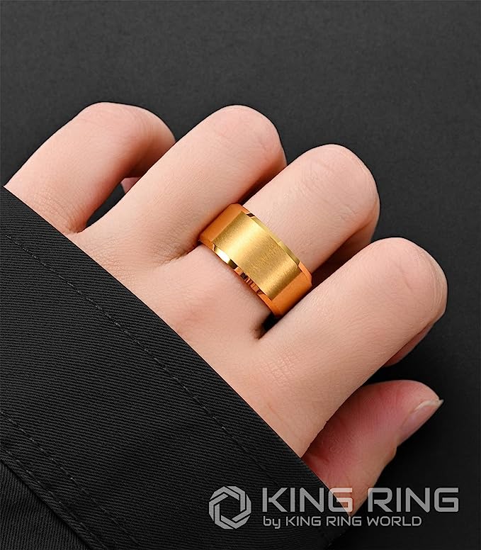 Genuine Carbide Tungsten Color: GOLD 10mm RING Comfort Fit Wedding Band