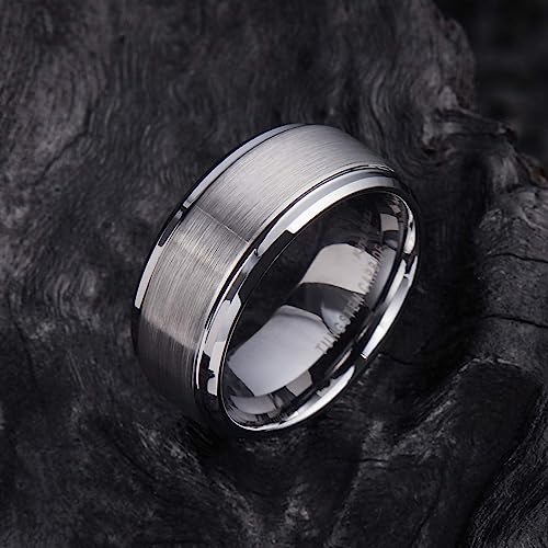 Copy of Genuine Carbide Tungsten Color: SILVER Brushed 9mm RING Polished Shiny Comfort Fit Wedding Band Size 6-15