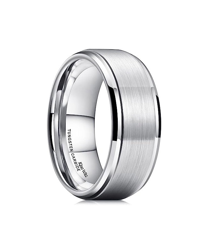 Copy of Genuine Carbide Tungsten Color: SILVER Brushed 9mm RING Polished Shiny Comfort Fit Wedding Band Size 6-15