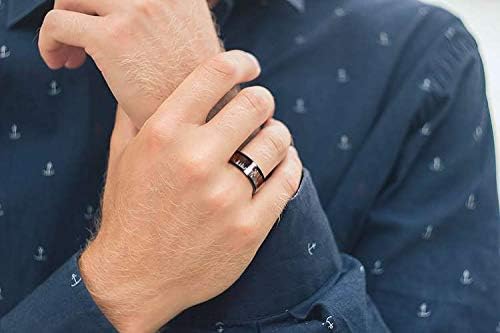 Genuine Carbide Tungsten Color: 8mm BLACK SILVER DEER FAMILY KOA WOOD inlay High polished inner-face design smooth and shiny. Comfort Fit Wedding Band Size 6-15