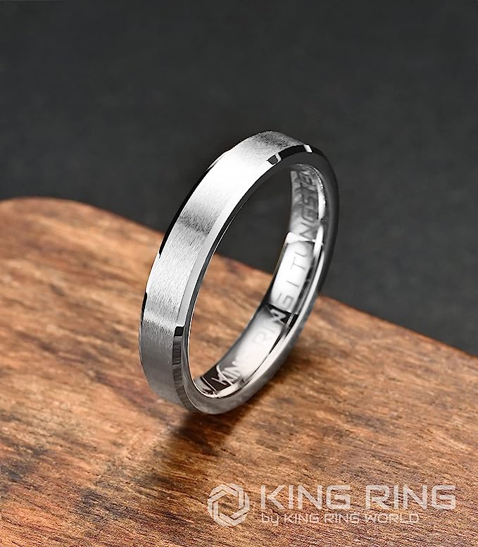 Genuine Carbide Tungsten Color: SILVER 4mm RING Comfort Fit Wedding Band