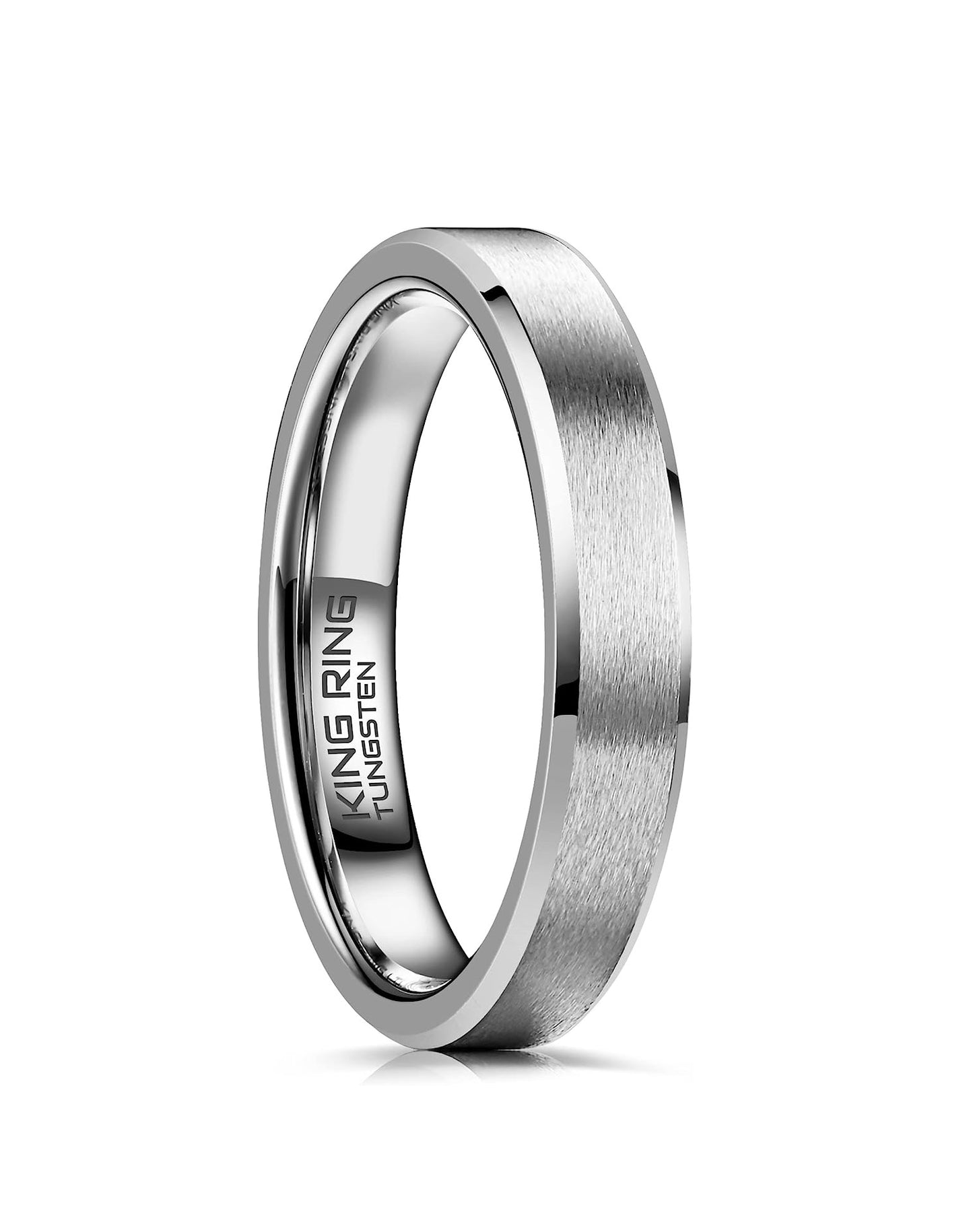 Genuine Carbide Tungsten Color: SILVER 4mm RING Comfort Fit Wedding Band