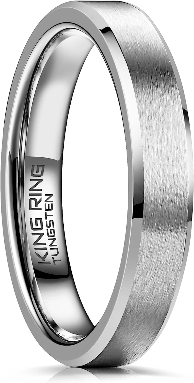 Genuine Carbide Tungsten Color: SILVER 4mm RING Comfort Fit Wedding Band