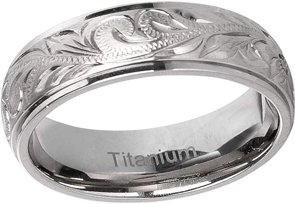 Genuine Titanium Silver 6mm Wide Ring High Polished Comfort Fit.