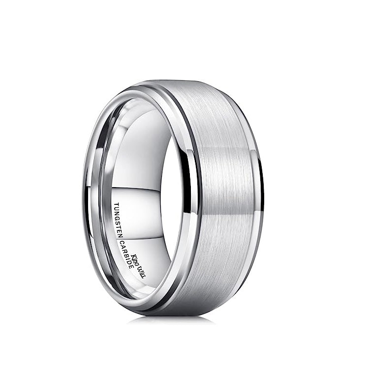 Genuine Carbide Tungsten Color: SILVER Brushed 10mm RING Polished Shiny Comfort Fit Wedding Band Size 6-15