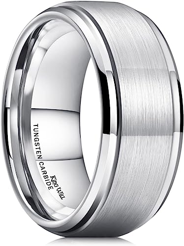 Genuine Carbide Tungsten Color: SILVER Brushed 10mm RING Polished Shiny Comfort Fit Wedding Band Size 6-15