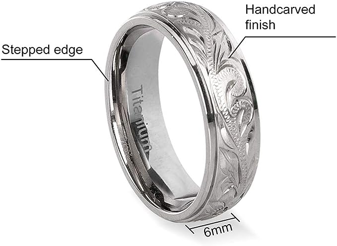 Genuine Titanium Silver 6mm Wide Ring High Polished Comfort Fit.