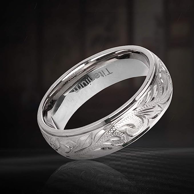 Genuine Titanium Silver 6mm Wide Ring High Polished Comfort Fit.