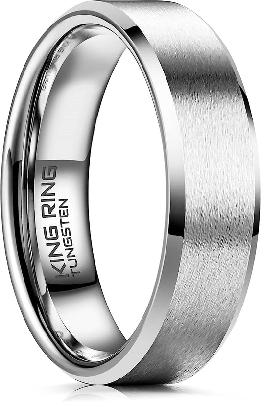 Genuine Carbide Tungsten Color: SILVER 6mm RING Comfort Fit Wedding Band