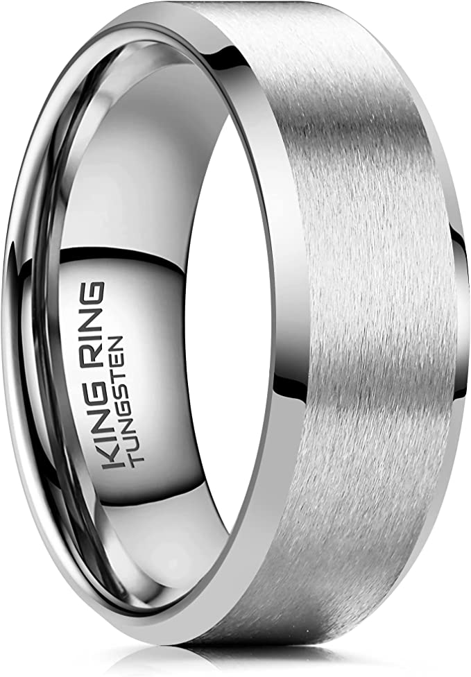 Genuine Carbide Tungsten Color: SILVER 8mm RING Comfort Fit Wedding Band