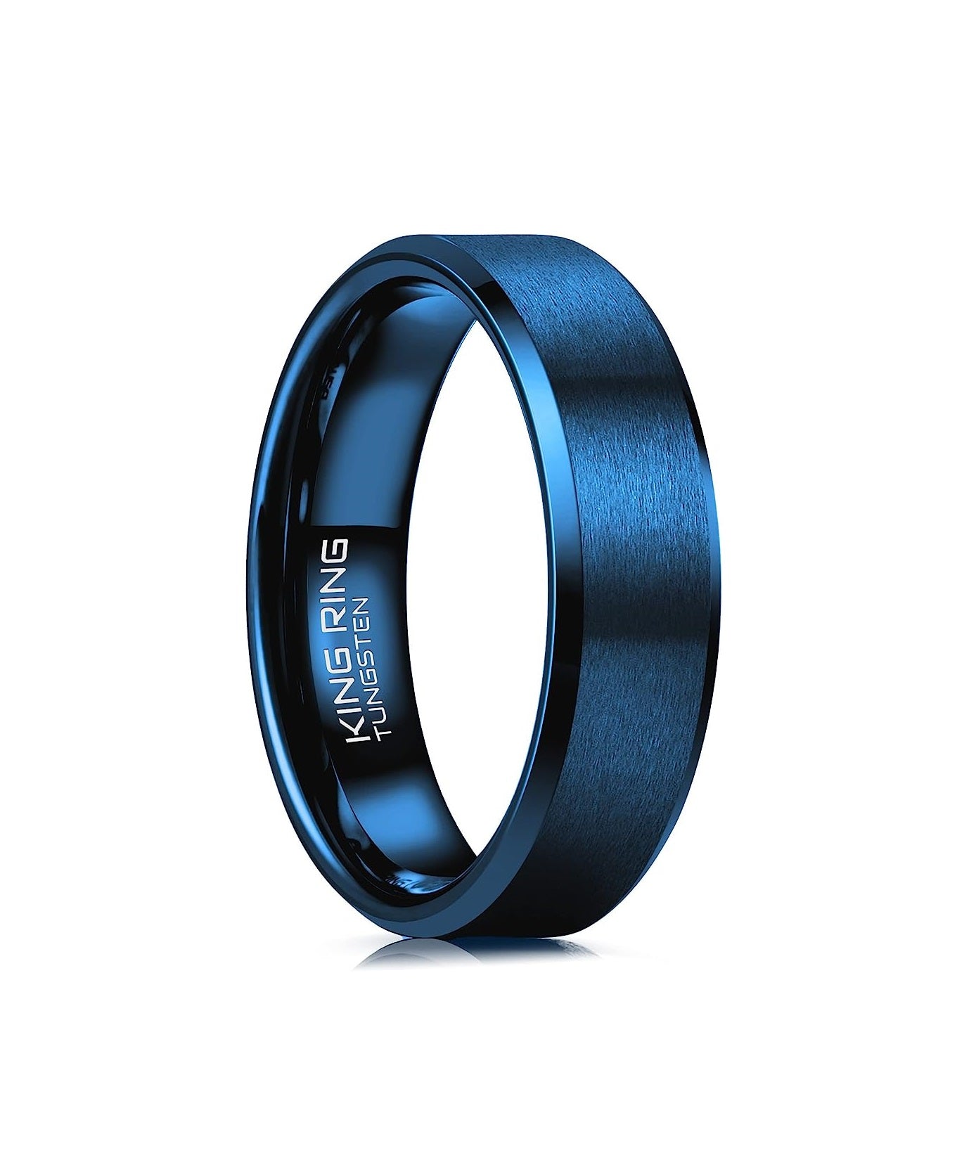 Genuine Carbide Tungsten Color: Blue 6mm RING Comfort Fit Wedding Band