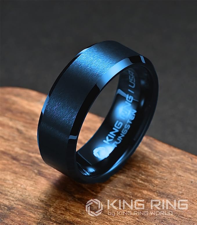 Genuine Carbide Tungsten Color: Blue 6mm RING Comfort Fit Wedding Band