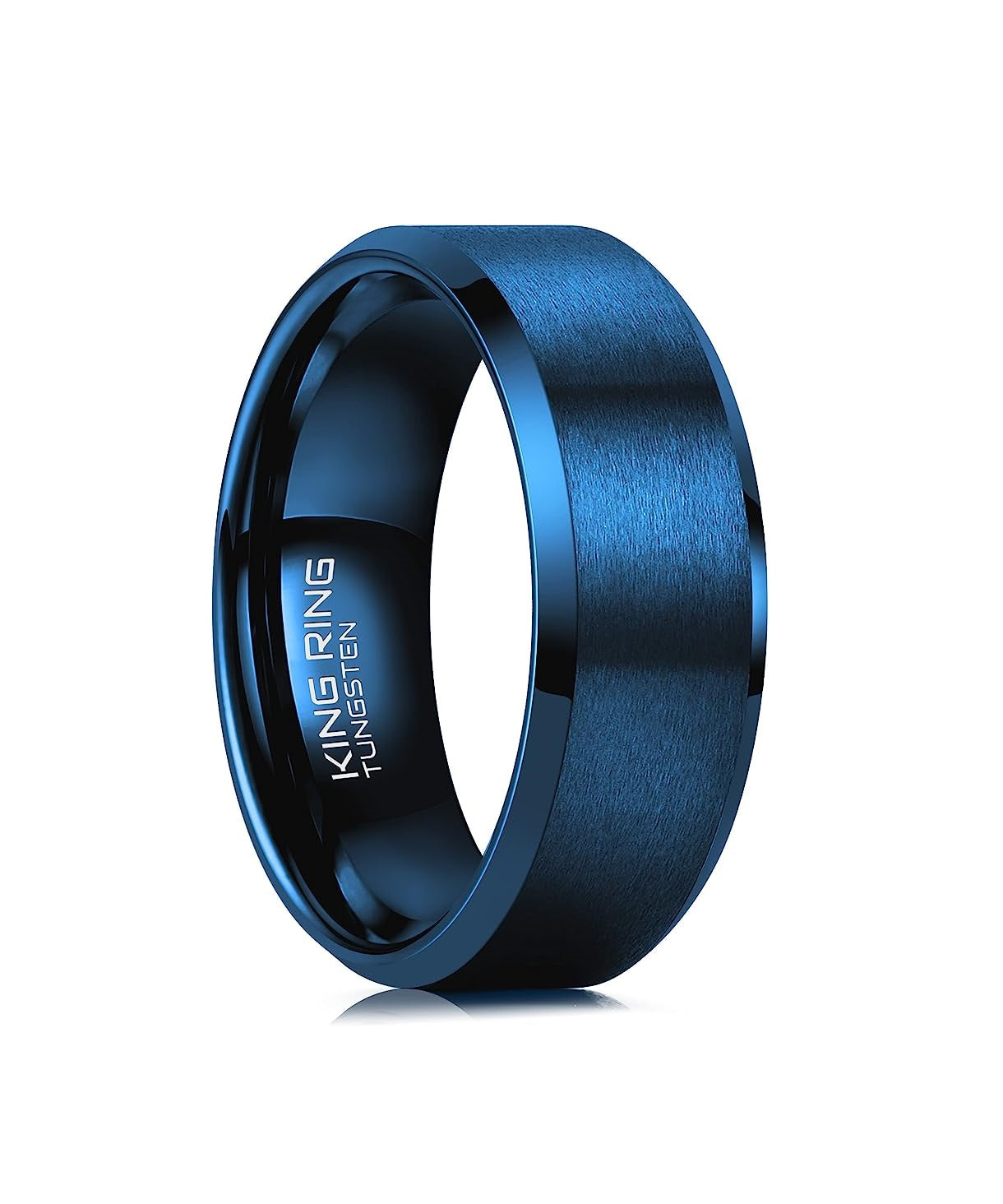 Genuine Carbide Tungsten Color: Blue 6mm RING Comfort Fit Wedding Band