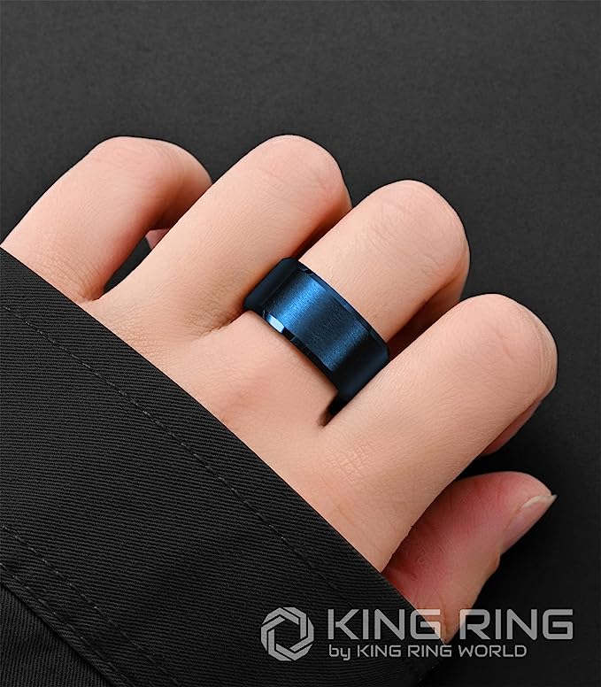 Genuine Carbide Tungsten Ring Color: Blue 10mm Ring Comfort Fit wedding band