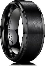 Genuine Carbide Tungsten Color: BLACK Brushed 10mm RING Polished Shiny Comfort Fit Wedding Band Size 6-15