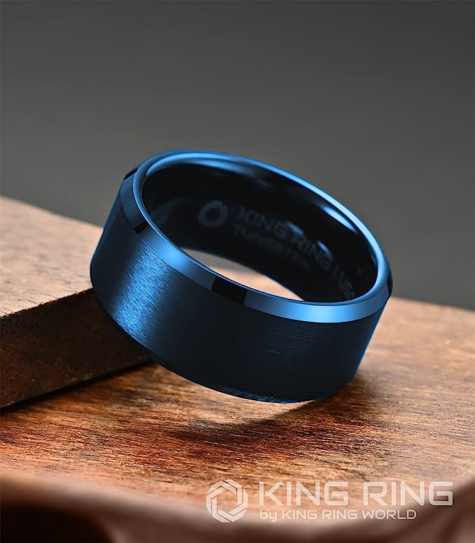 Genuine Carbide Tungsten Ring Color: Blue 10mm Ring Comfort Fit wedding band