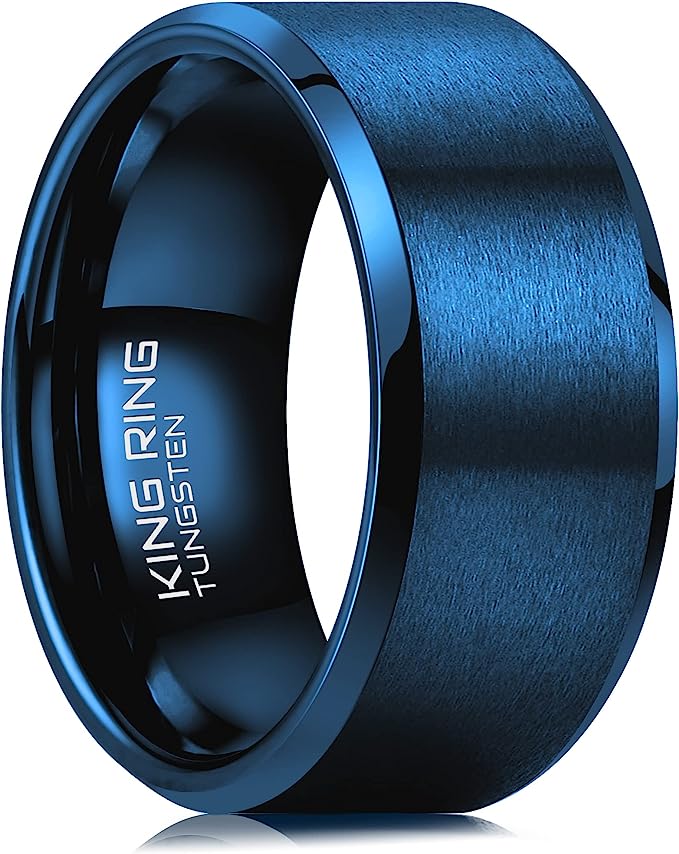 Genuine Carbide Tungsten Ring Color: Blue 10mm Ring Comfort Fit wedding band