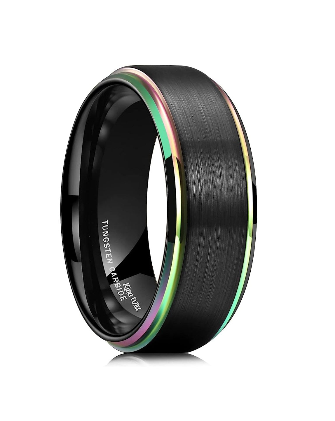 Genuine Carbide Tungsten Color: 8mm Black Brushed and Black Inner high polished inner-face design smooth and shiny. Comfort Fit Wedding Band Size 6-15