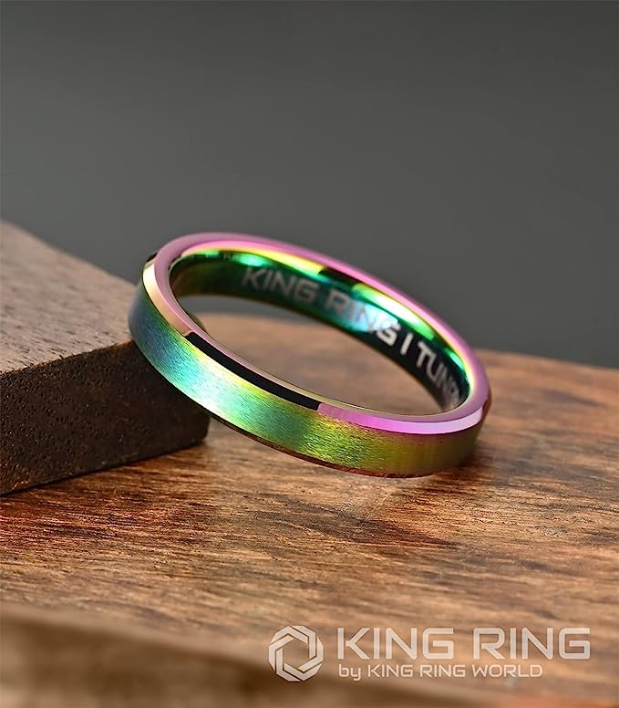 Genuine Carbide Tungsten Color: Multi 4mm RING Comfort Fit Wedding Band