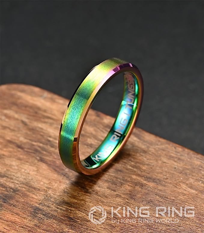 Genuine Carbide Tungsten Color: Multi 4mm RING Comfort Fit Wedding Band