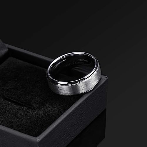 Genuine Carbide Tungsten Color: SILVER Brushed 8mm RING Polished Shiny Comfort Fit Wedding Band Size 6-15