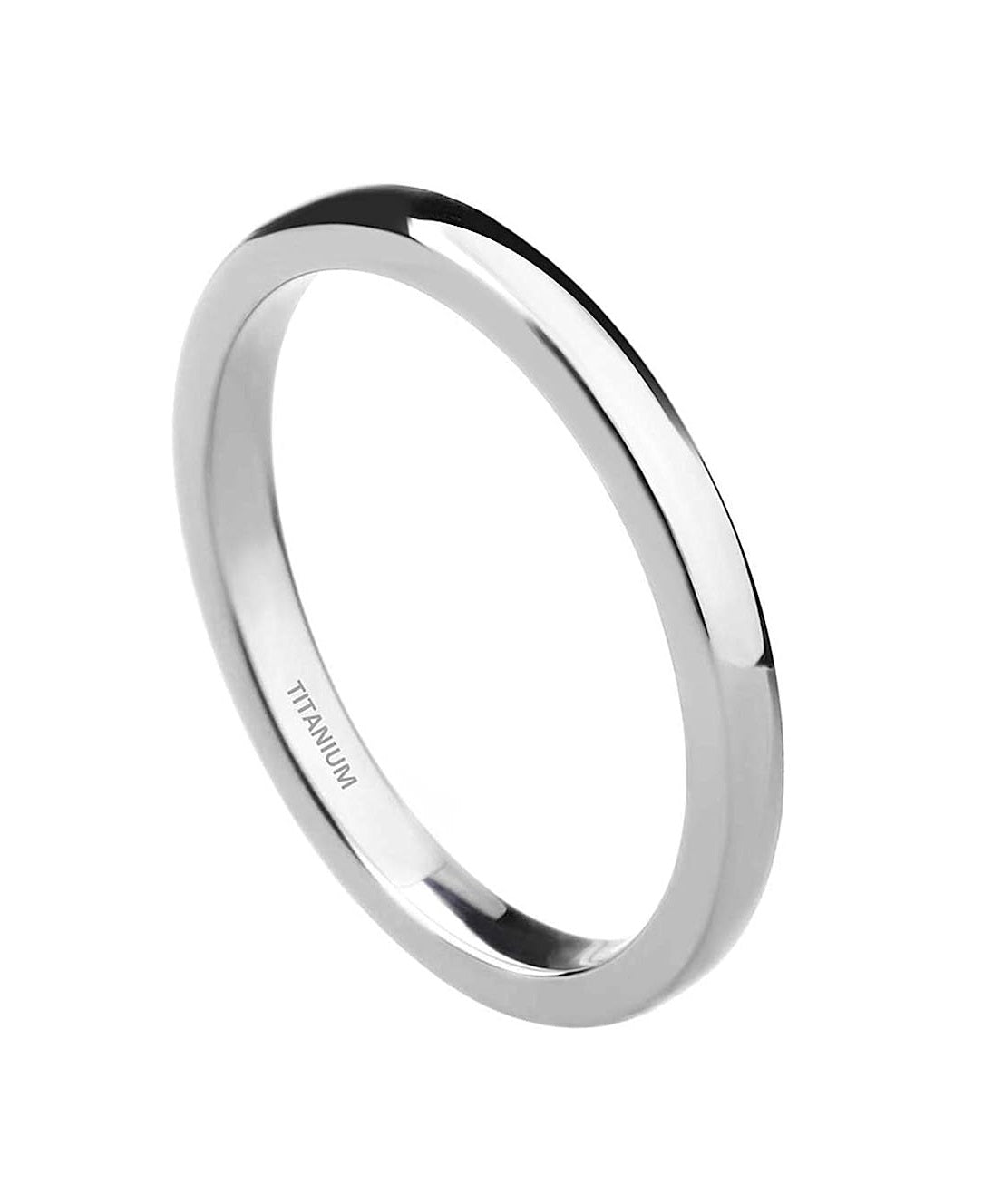 Genuine Titanium Silver 2mm Dome Ring Wide Wedding Ring High            Polished Comfort Fit.