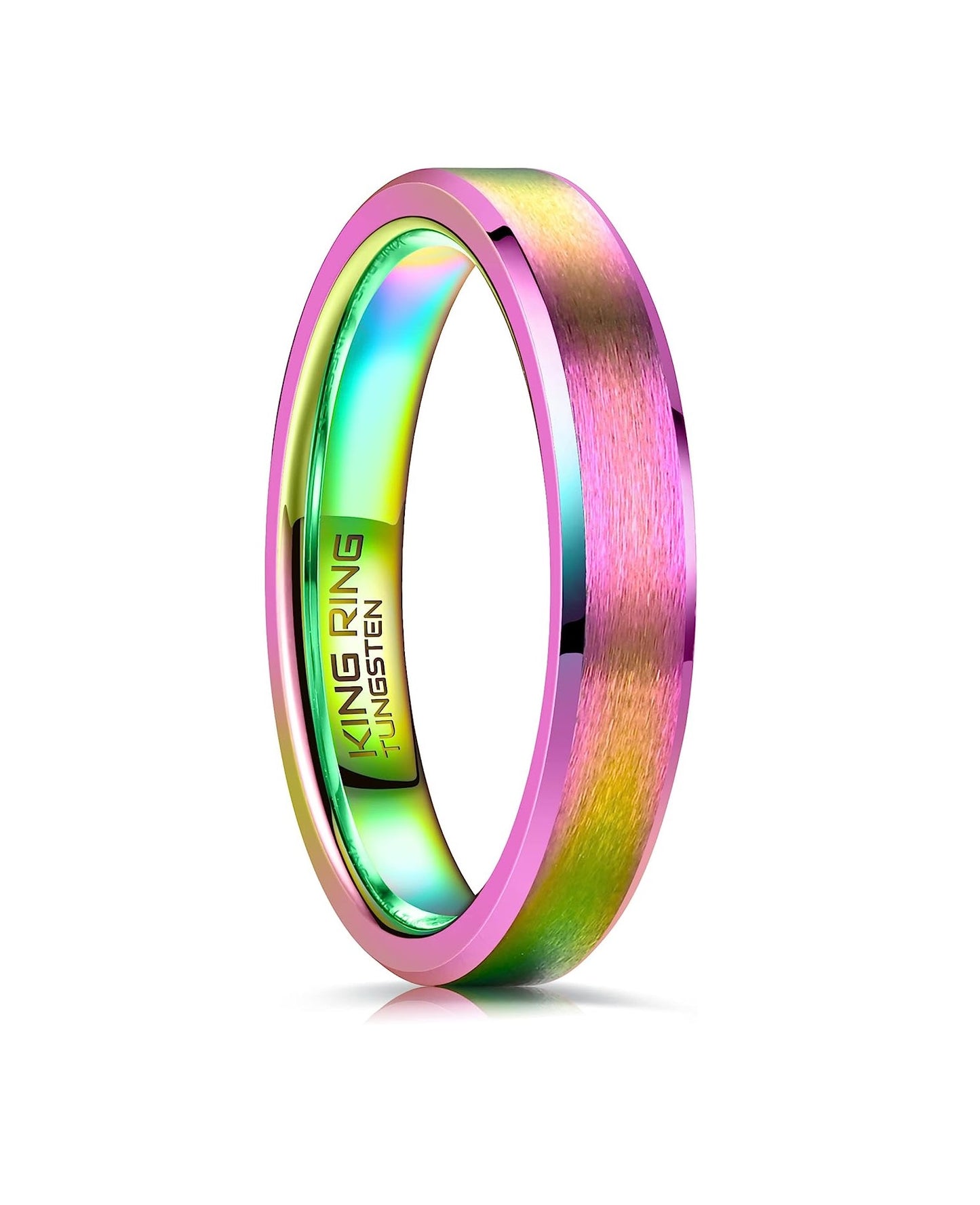 Genuine Carbide Tungsten Color: Multi 4mm RING Comfort Fit Wedding Band