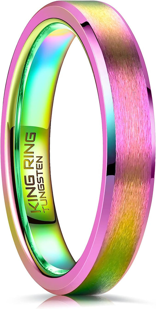 Genuine Carbide Tungsten Color: Multi 4mm RING Comfort Fit Wedding Band