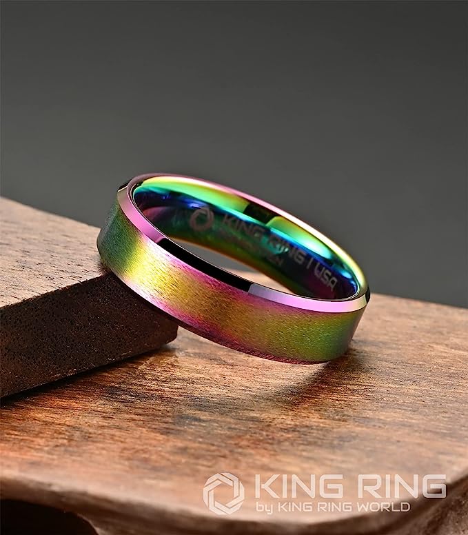 Genuine Carbide Tungsten Color: Multi 6mm RING Comfort Fit Wedding Band